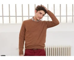Jersey de lana con cuello redondo Avellana Moteado de hombre Conan-Bexley Best Sale