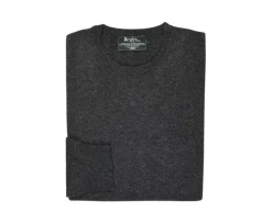 Jersey de lana con cuello redondo Gris Antracita moteado para hombre Conan-Bexley Shop