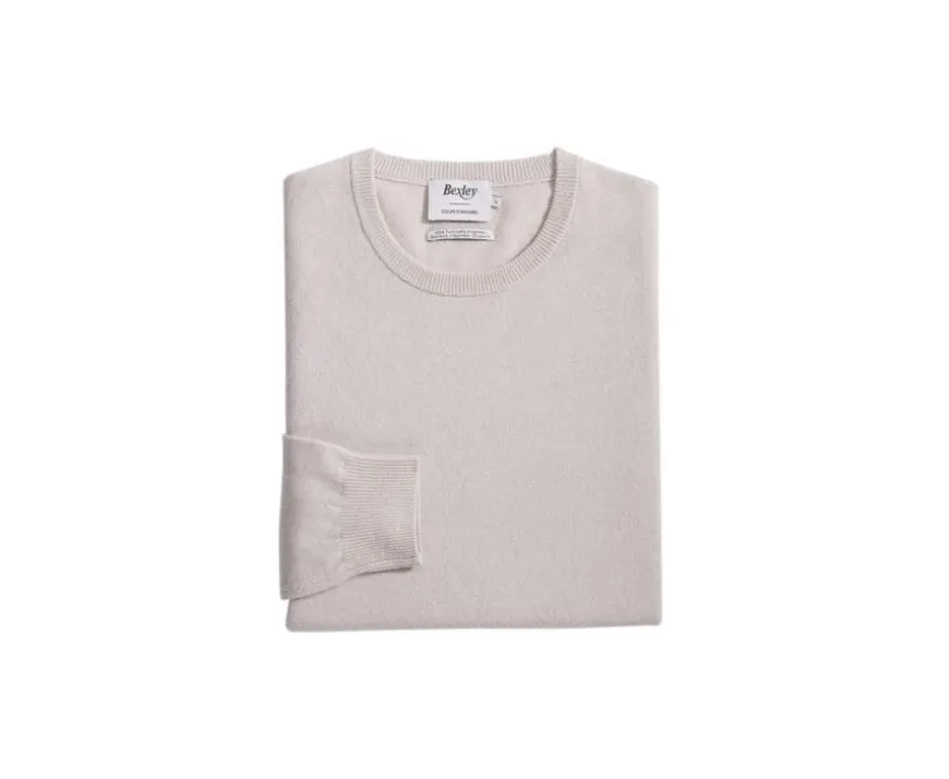 Jersey de lana con cuello redondo Beis claro Conan-Bexley Sale