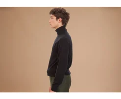 Jersey de lana con cuello vuelto para hombre Negro Emeric-Bexley New
