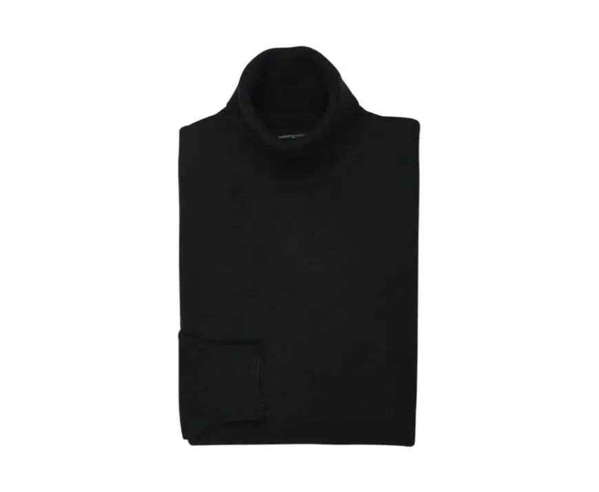 Jersey de lana con cuello vuelto para hombre Negro Emeric-Bexley New