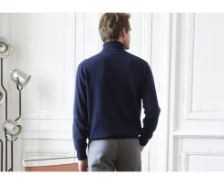 Jersey de lana con cuello vuelto para hombre Navy Emeric-Bexley Store