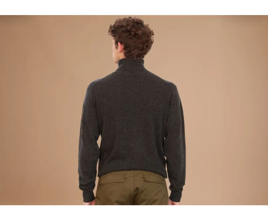 Jersey de lana con cuello vuelto para hombre Gris Antracita moteado Emeric-Bexley Hot