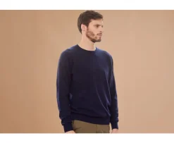 Jersey de lana de cuello redondo para hombre Navy Conan-Bexley New
