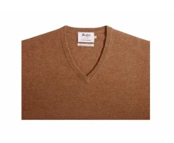 Jersey de lana hombre con cuello en V Avellana Moteado Elian-Bexley Discount