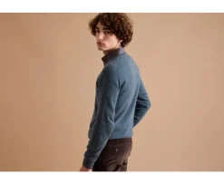 Jersey de lana hombre con cuello en V Verde Moteado Elian-Bexley Fashion