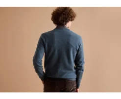 Jersey de lana hombre con cuello en V Verde Moteado Elian-Bexley Fashion