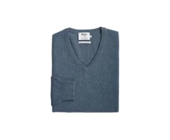 Jersey de lana hombre con cuello en V Verde Moteado Elian-Bexley Fashion