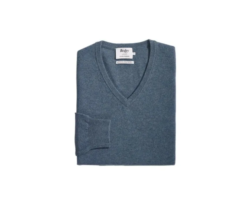 Jersey de lana hombre con cuello en V Verde Moteado Elian-Bexley Fashion