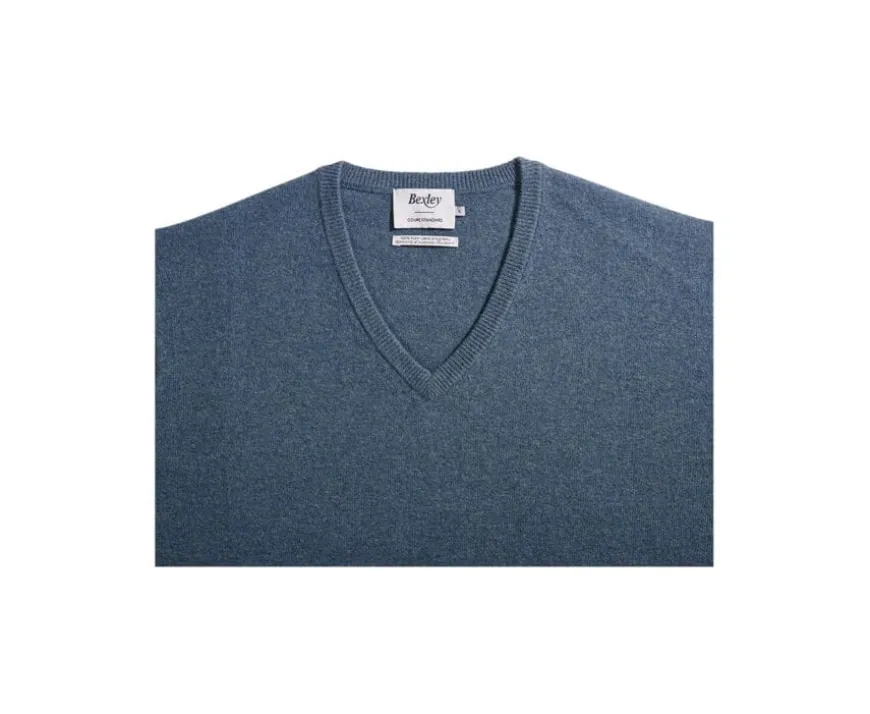 Jersey de lana hombre con cuello en V Verde Moteado Elian-Bexley Fashion