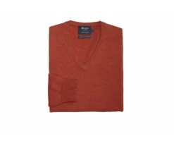 Jersey de lana para hombre con cuello en V Rojo ámbar Elian-Bexley Best Sale