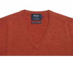 Jersey de lana para hombre con cuello en V Rojo ámbar Elian-Bexley Best Sale