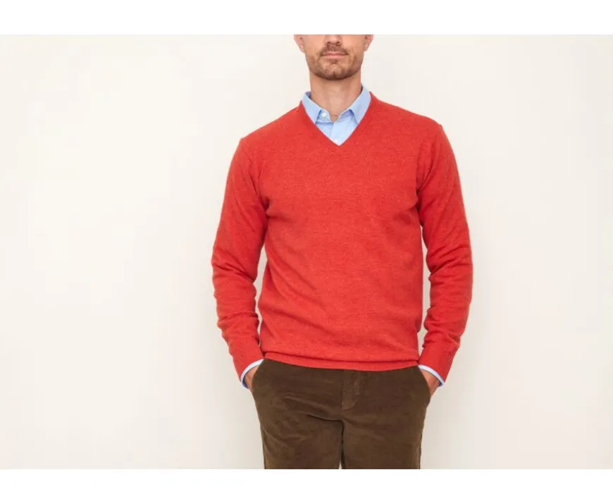 Jersey de lana para hombre con cuello en V Fuego moteado Elian-Bexley Sale