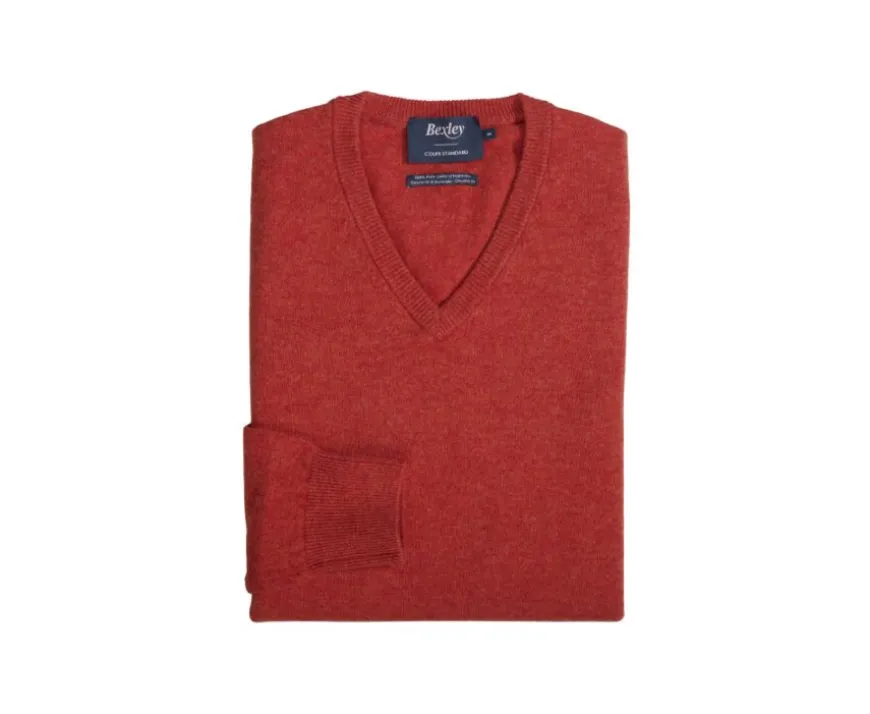 Jersey de lana para hombre con cuello en V Fuego moteado Elian-Bexley Sale