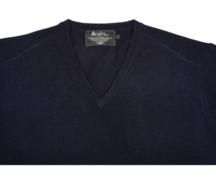 Jersey de lana para hombre con cuello de pico Azul marino Elian-Bexley Outlet