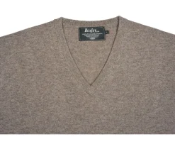 Jersey de lana para hombre con cuello de pico Topo Gris moteado Elian-Bexley Shop