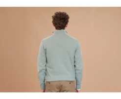 Jersey de lana para hombre con cuello cremallera Verde Eucalipto Keithy-Bexley Online