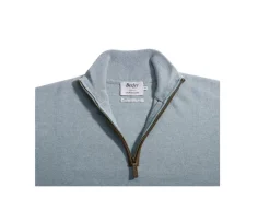Jersey de lana para hombre con cuello cremallera Verde Eucalipto Keithy-Bexley Online