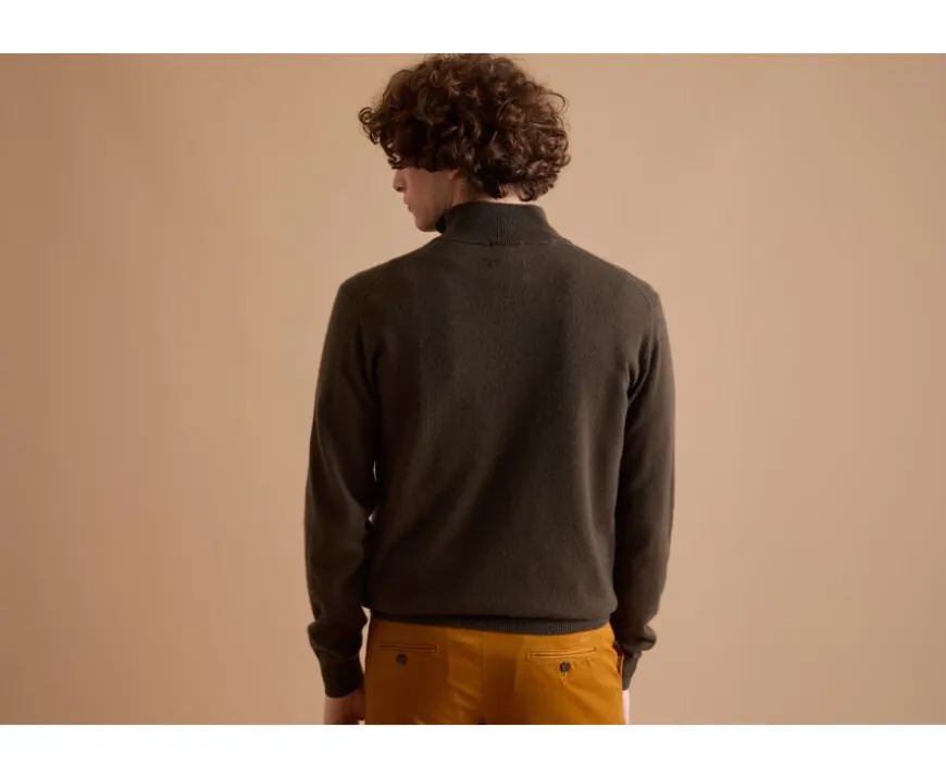 Jersey de lana para hombre con cuello cremallera Caqui Keithy-Bexley Flash Sale