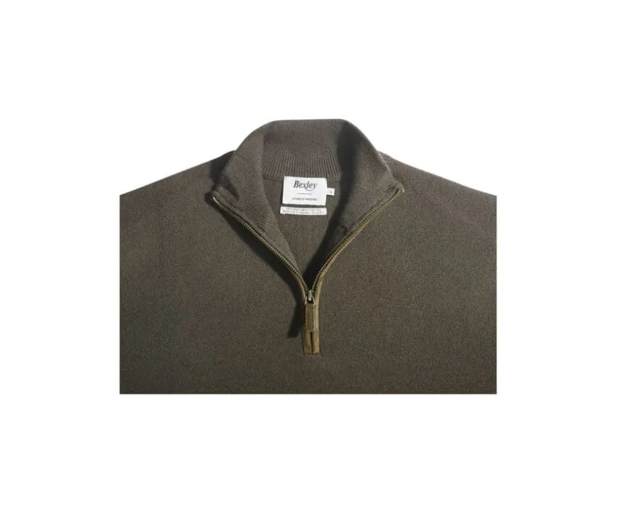 Jersey de lana para hombre con cuello cremallera Caqui Keithy-Bexley Flash Sale