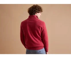 Jersey de lana para hombre con cuello cremallera Rojo y azul oscuro jaspeado Keyden-Bexley Sale