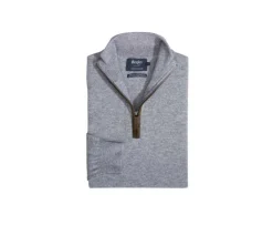 Jersey de lana para hombre con cuello cremallera Gris moteado Keithy-Bexley Cheap
