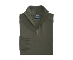 Jersey de lana para hombre con cuello con cremallera Verde Kenneth-Bexley Best