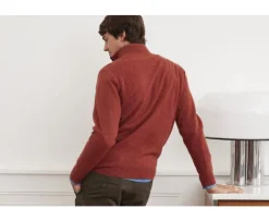 Jersey de lana para hombre con cuello cremallera Especia moteado Keithy-Bexley Store