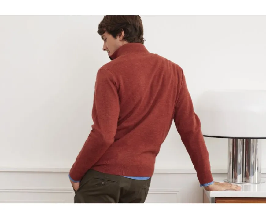 Jersey de lana para hombre con cuello cremallera Especia moteado Keithy-Bexley Store