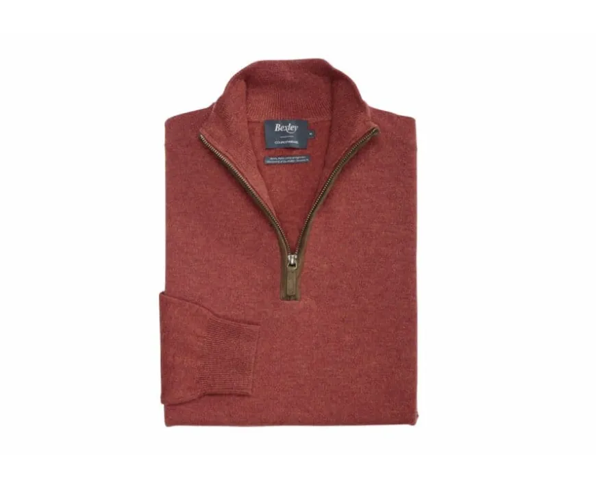 Jersey de lana para hombre con cuello cremallera Especia moteado Keithy-Bexley Store