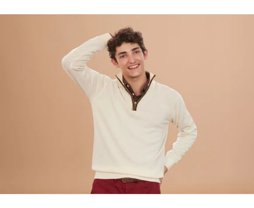 Jersey de lana para hombre con cuello cremallera Crudo Keithy-Bexley Flash Sale
