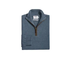 Jersey de lana para hombre con cuello cremallera Verde Moteado Keithy-Bexley Clearance