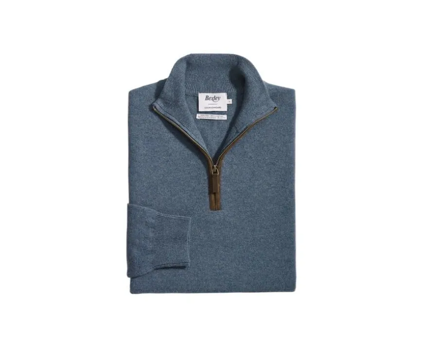 Jersey de lana para hombre con cuello cremallera Verde Moteado Keithy-Bexley Clearance
