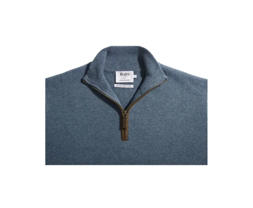 Jersey de lana para hombre con cuello cremallera Verde Moteado Keithy-Bexley Clearance