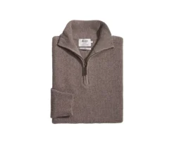 Jersey de lana para hombre con cuello cremallera Marrón moteado Kenthan-Bexley Cheap