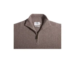 Jersey de lana para hombre con cuello cremallera Marrón moteado Kenthan-Bexley Cheap