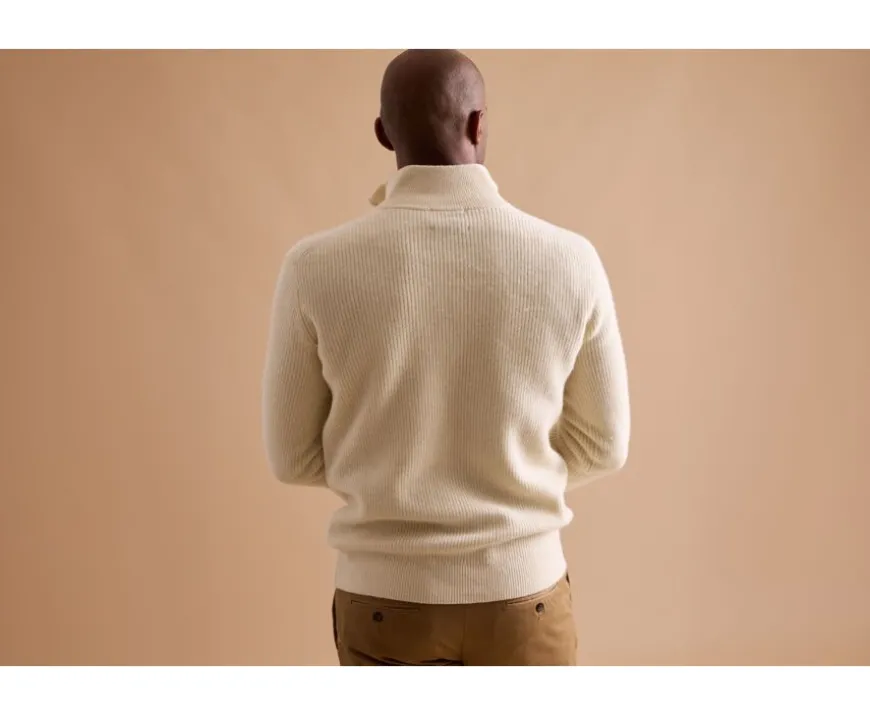 Jersey de lana para hombre con cuello cremallera Crudo Kenthan-Bexley Fashion