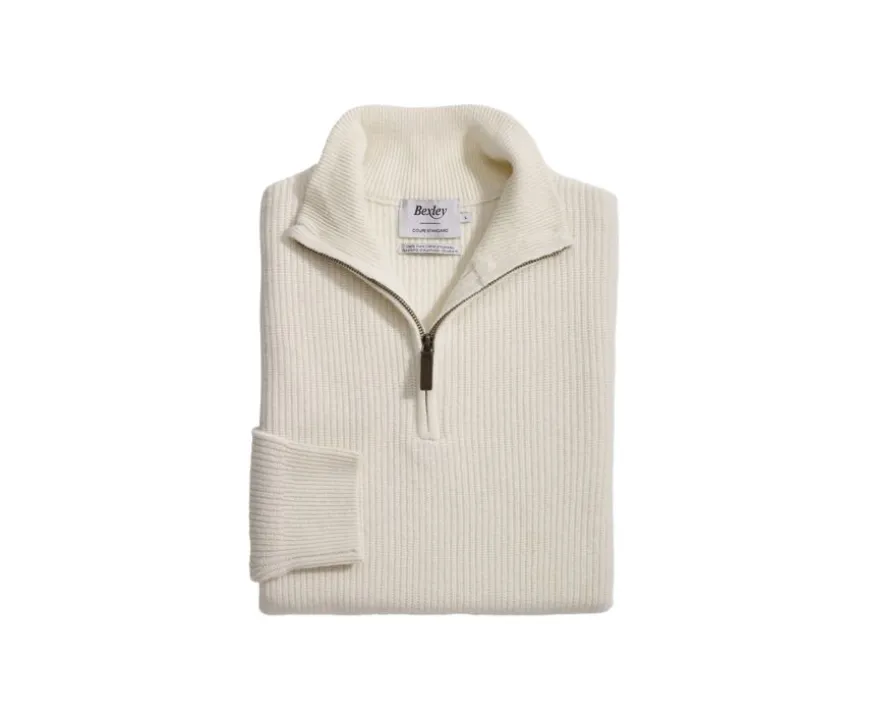 Jersey de lana para hombre con cuello cremallera Crudo Kenthan-Bexley Fashion