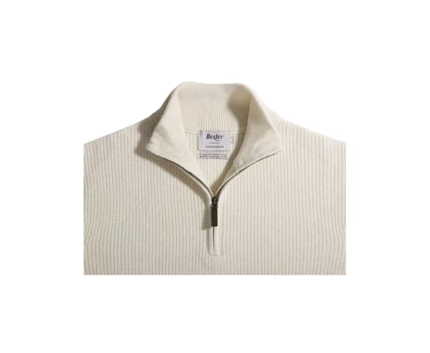 Jersey de lana para hombre con cuello cremallera Crudo Kenthan-Bexley Fashion