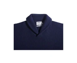 Jersey de lana para hombre Cuello chal Navy Kellan-Bexley Outlet