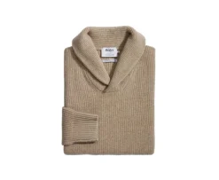 Jersey de lana para hombre Cuello chal Beis ocuro moteado Kellan-Bexley Best