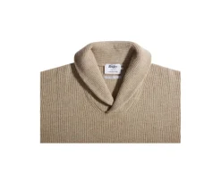 Jersey de lana para hombre Cuello chal Beis ocuro moteado Kellan-Bexley Best
