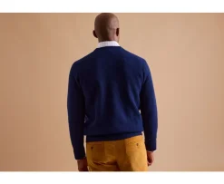 Jersey de lana para hombre cuello redondo Navy Coltan-Bexley Flash Sale
