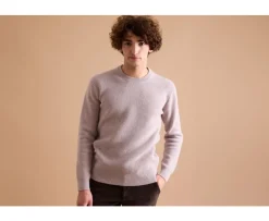 Jersey de lana para hombre cuello redondo Gris moteado claro Coltan-Bexley Sale