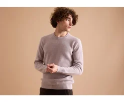 Jersey de lana para hombre cuello redondo Gris moteado claro Coltan-Bexley Sale