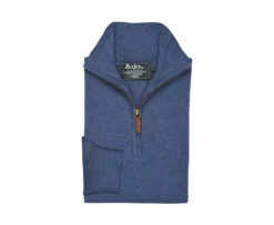 Jersey fino algodón Pima/cachemira para hombre con cuello con cremallera Azul oscuro moteado Vlad-Bexley Flash Sale