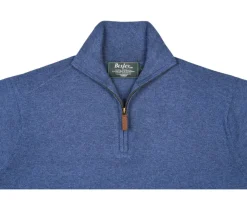 Jersey fino algodón Pima/cachemira para hombre con cuello con cremallera Azul oscuro moteado Vlad-Bexley Flash Sale