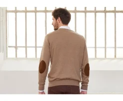 Jersey fino de algodón pima/cachemira para hombre con cuello en V Topo moteado Vadim-Bexley Fashion