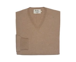 Jersey fino de algodón pima/cachemira para hombre con cuello en V Topo moteado Vadim-Bexley Fashion