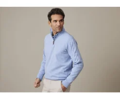 Jersey fino de hombre - Algodón/cachemira - Celeste moteado Vlad-Bexley Hot